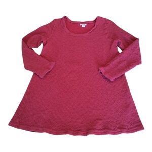 Pure Jill/J. Jill Red 100% Cotton Crinkly Long Sleeve Tunic Style Top Size M